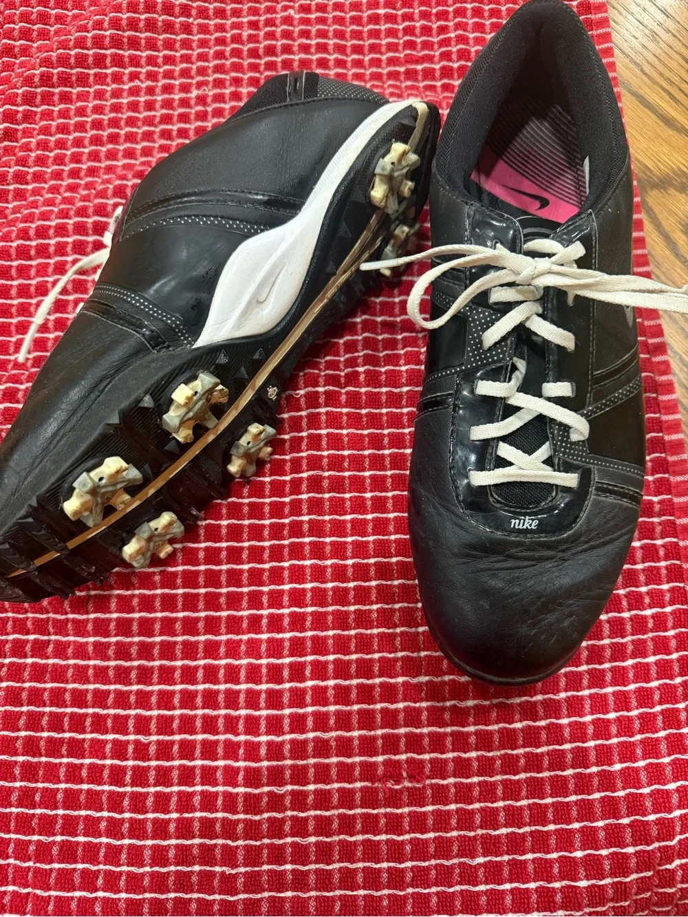 Nike Black Waterproof Golf Shoes with Soft Spikes, Size 8